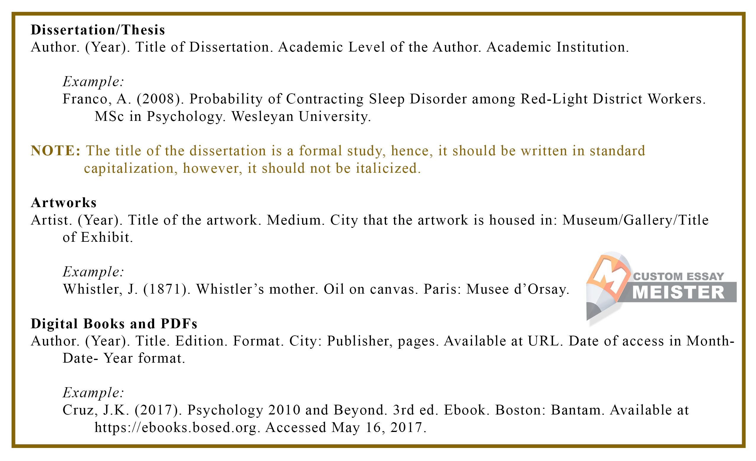 are dissertation titles italicized apa