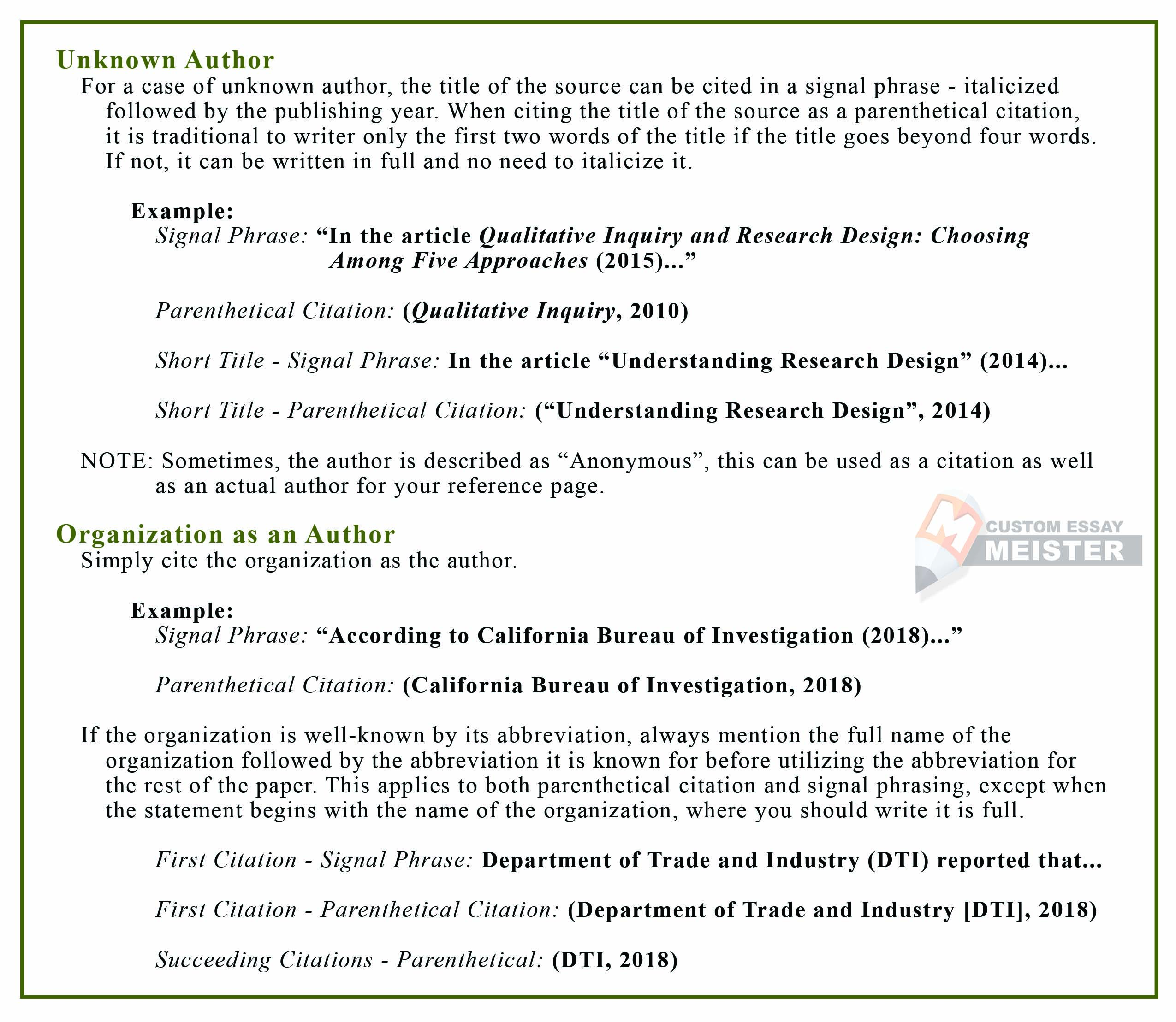 APA Citation Style Guide CustomEssayMeister