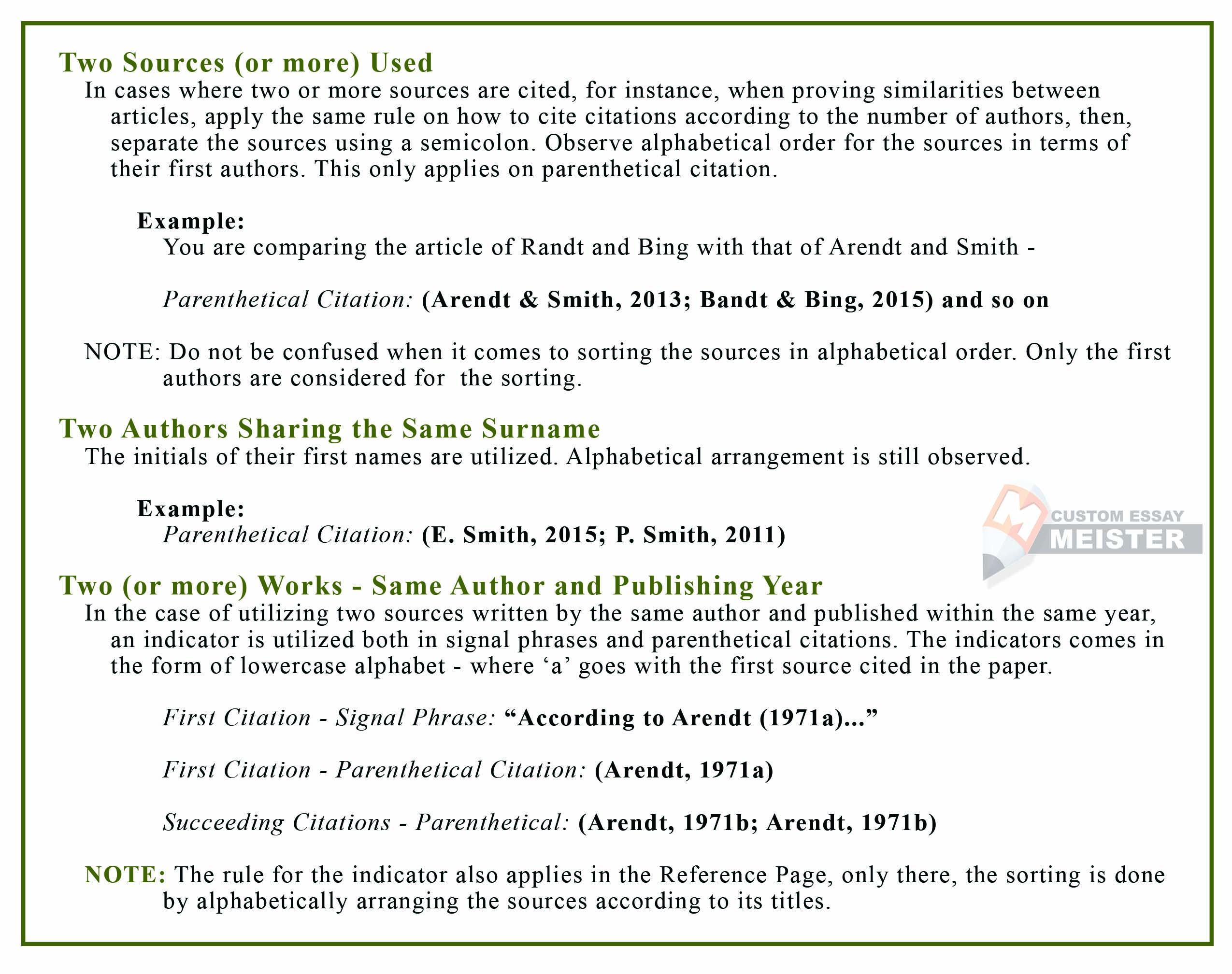 cite multiple sources in text apa