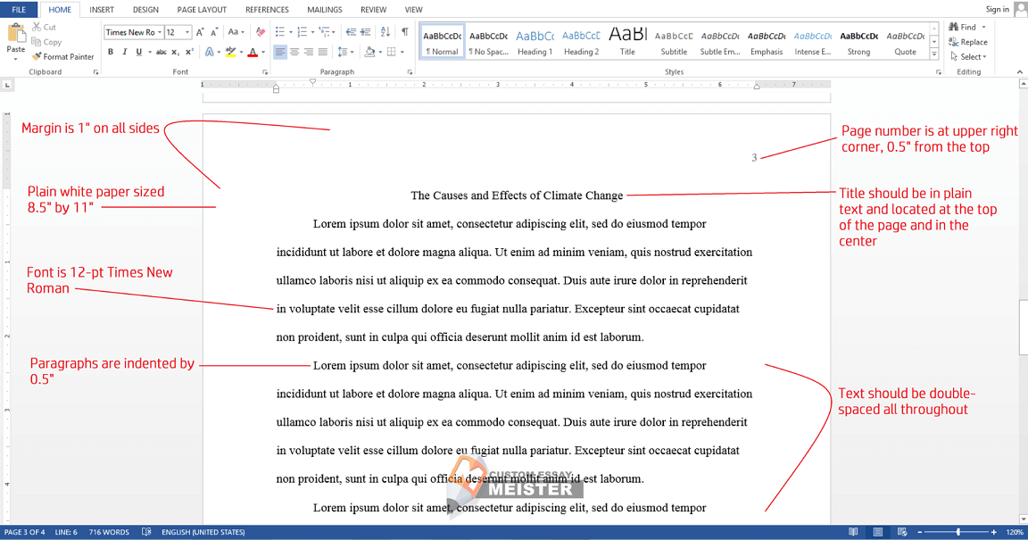 spacing in a research paper